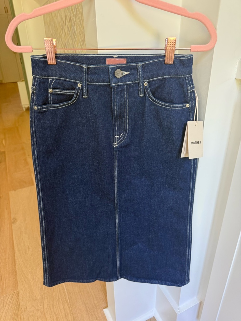 MOTHER The Country Swooner Dark Denim Skirt size 24